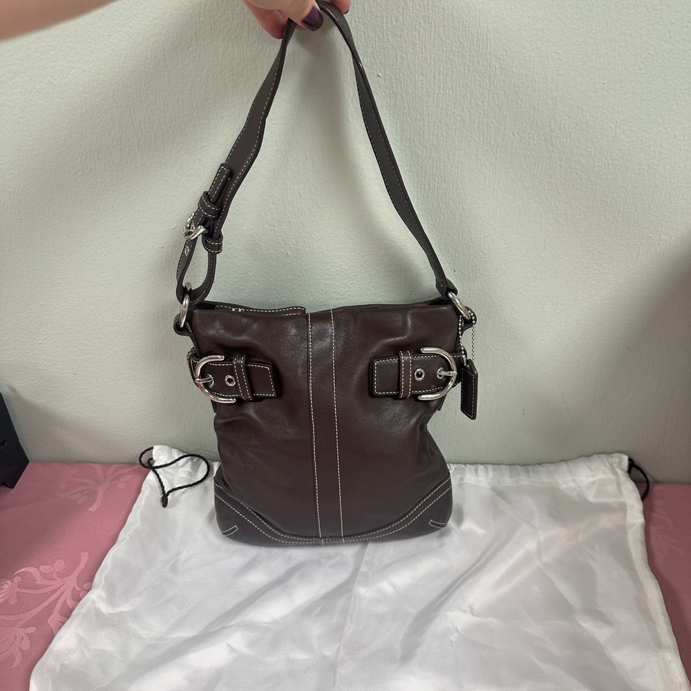 Coach Soho Dark Brown Leather Buckle Hobo Shoulder Bag F05S-1453